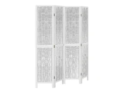 Best Biombo separador de 4 paneles madera maciza Paulownia ES976357 Blanco