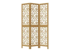 Discount Biombo separador de 3 paneles madera maciza paulownia marrón ES278665 Marru00f3n