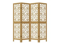 Biombo-Biombo separador de 4 paneles madera maciza paulownia marrón ES596340 Marru00f3n