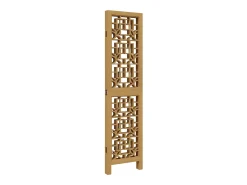 Biombo-Biombo separador de 4 paneles madera maciza paulownia marrón ES596340 Marru00f3n