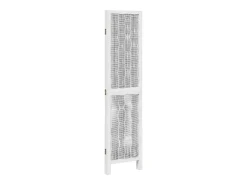 Clearance Biombo separador de 3 paneles madera maciza Paulownia ES254701 Blanco