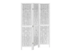 Clearance Biombo separador de 3 paneles madera maciza Paulownia ES254701 Blanco