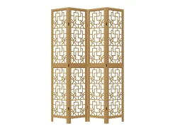Sale Biombo separador de 4 paneles madera maciza paulownia marrón ES726082 Marru00f3n