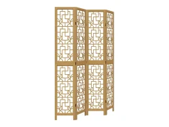 Sale Biombo separador de 4 paneles madera maciza paulownia marrón ES726082 Marru00f3n
