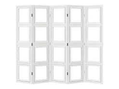 Biombo-Biombo separador de 5 paneles madera maciza Paulownia ES762723 Blanco