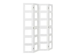 Sale Biombo separador de 4 paneles madera maciza Paulownia ES886339 Blanco