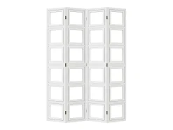 Sale Biombo separador de 4 paneles madera maciza Paulownia ES886339 Blanco