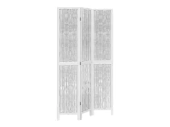 Biombo-Biombo separador de 3 paneles madera maciza Paulownia ES689487 Blanco