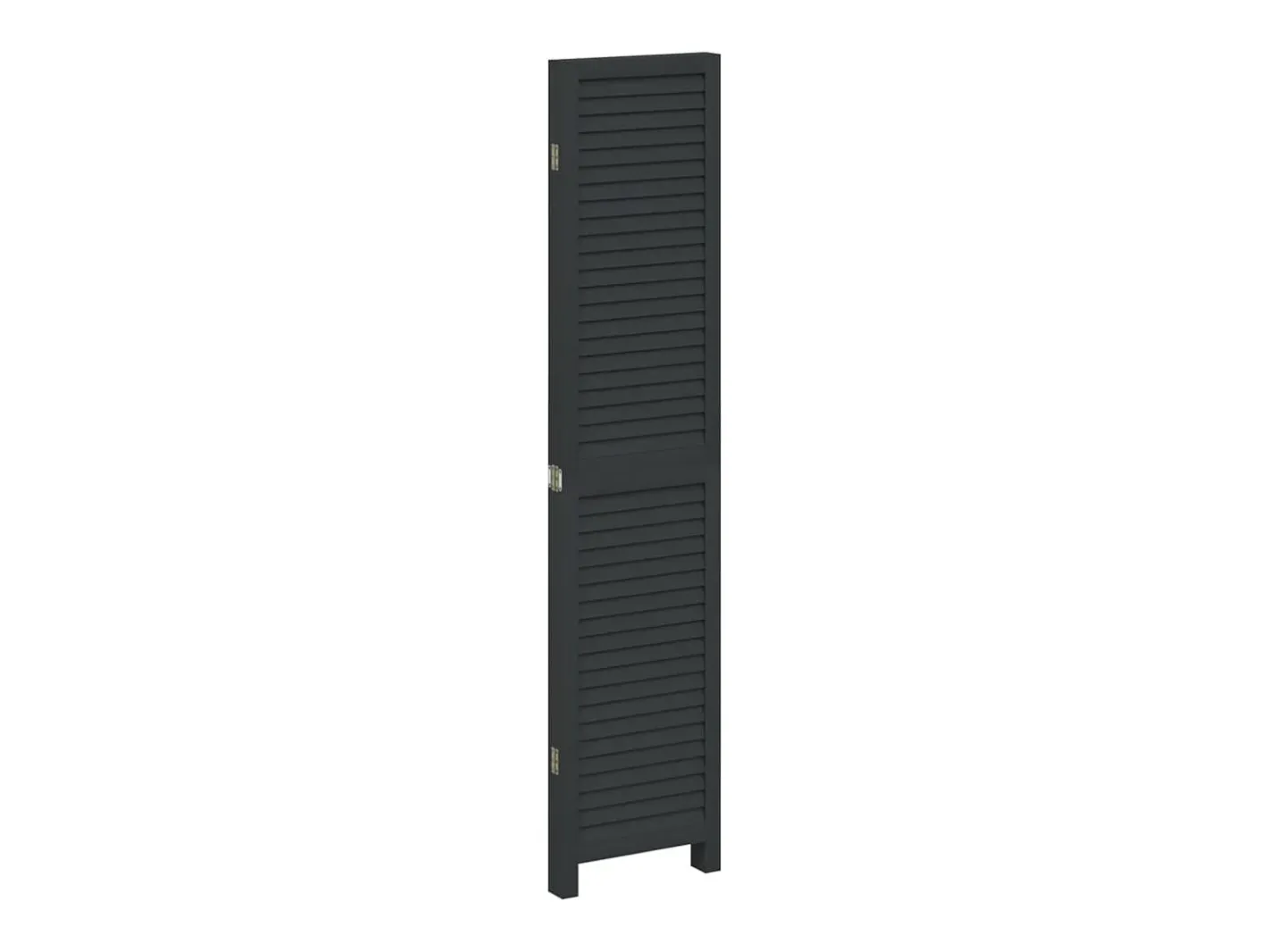 Biombo separador de 4 paneles madera maciza Paulownia ES205584 Negro Clearance
