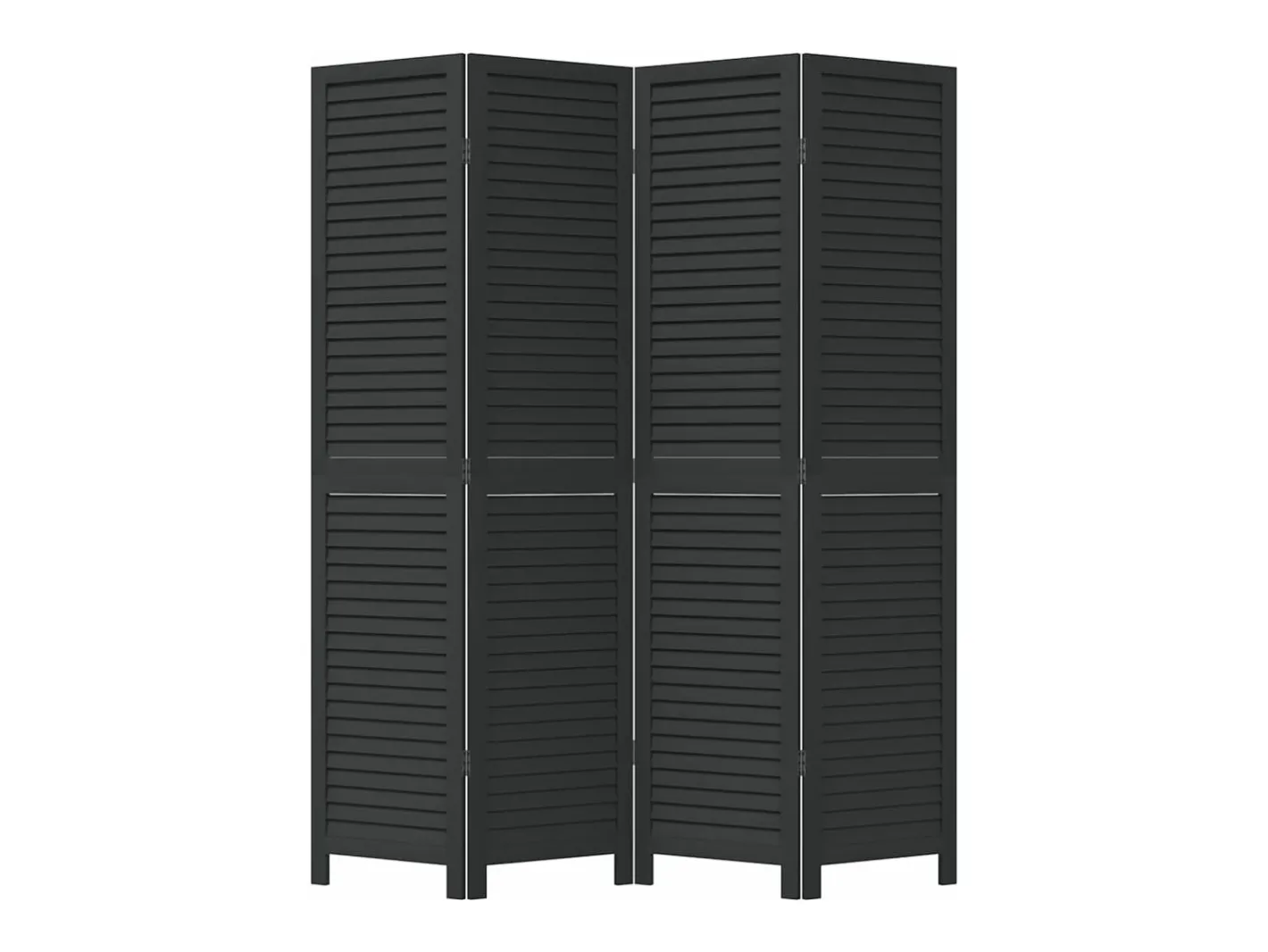 Biombo separador de 4 paneles madera maciza Paulownia ES205584 Negro Clearance