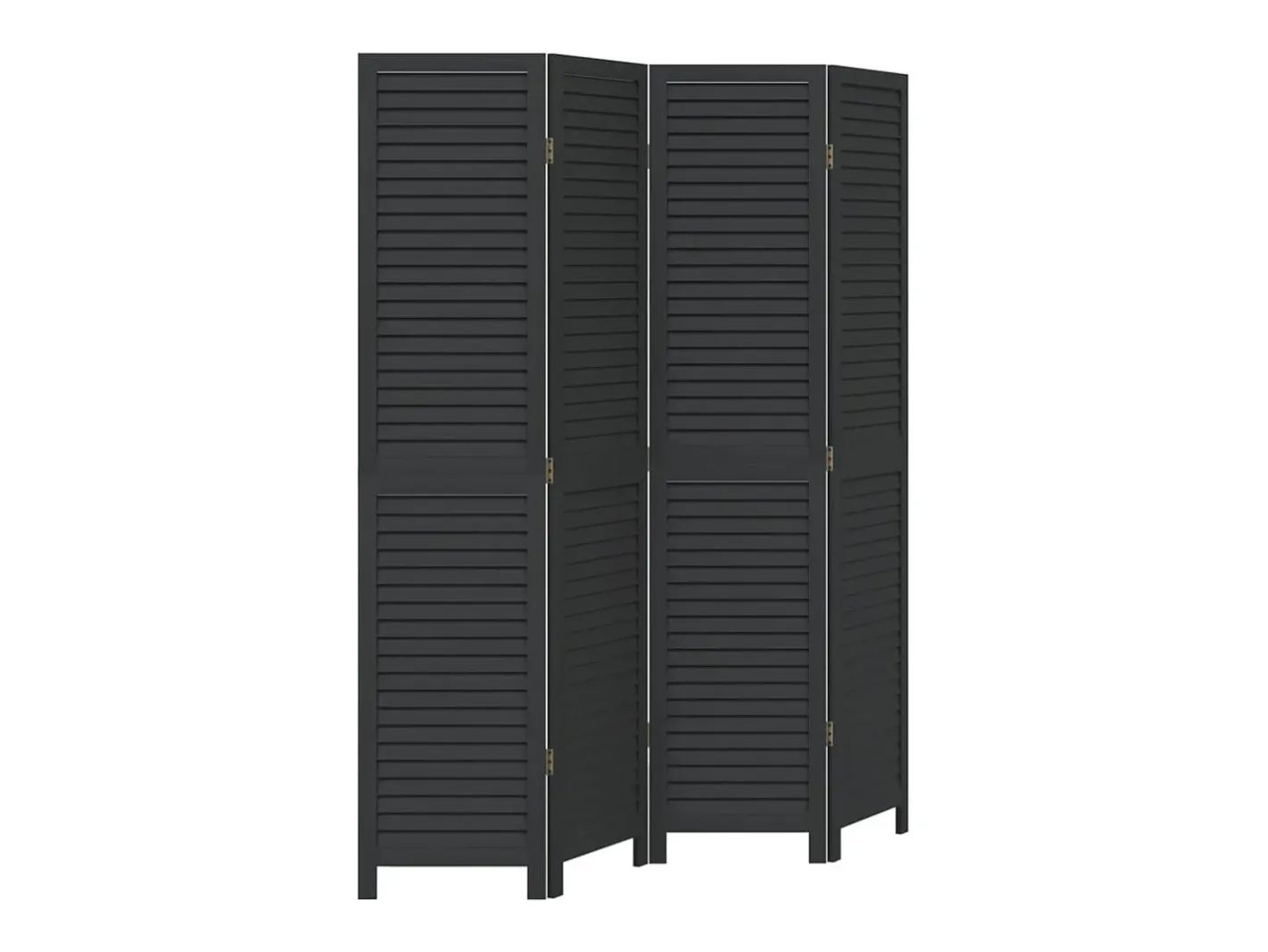 Biombo separador de 4 paneles madera maciza Paulownia ES205584 Negro Clearance