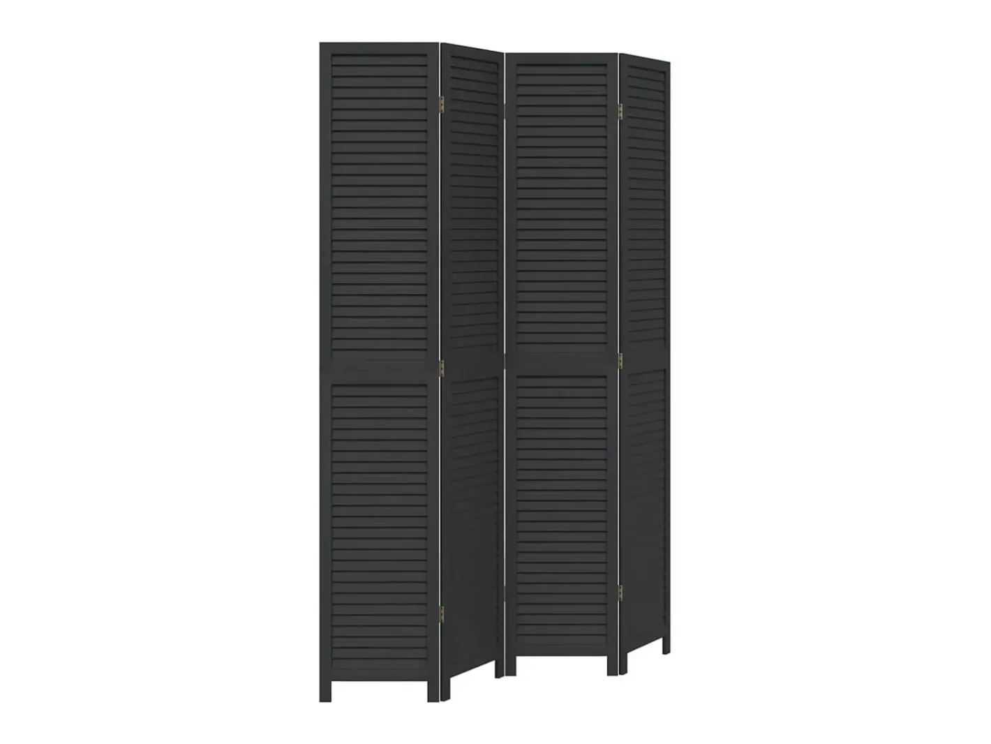 Biombo separador de 4 paneles madera maciza Paulownia ES397212 Negro Clearance