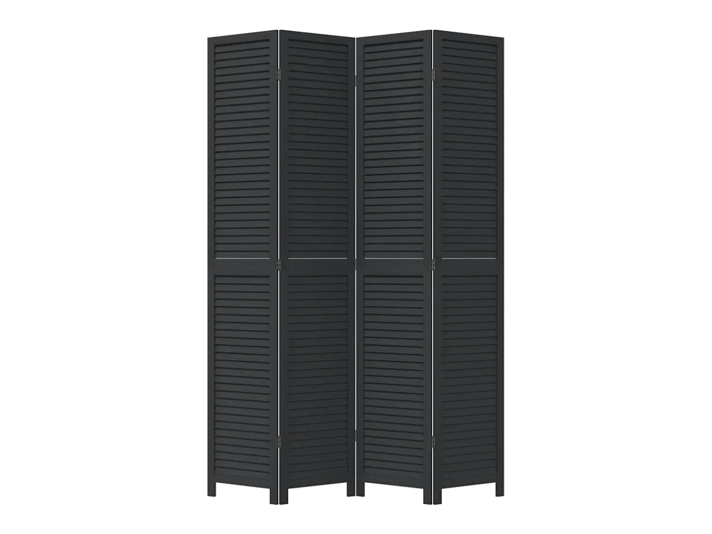 Biombo separador de 4 paneles madera maciza Paulownia ES397212 Negro Clearance