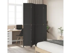 Biombo separador de 4 paneles madera maciza Paulownia ES397212 Negro Clearance