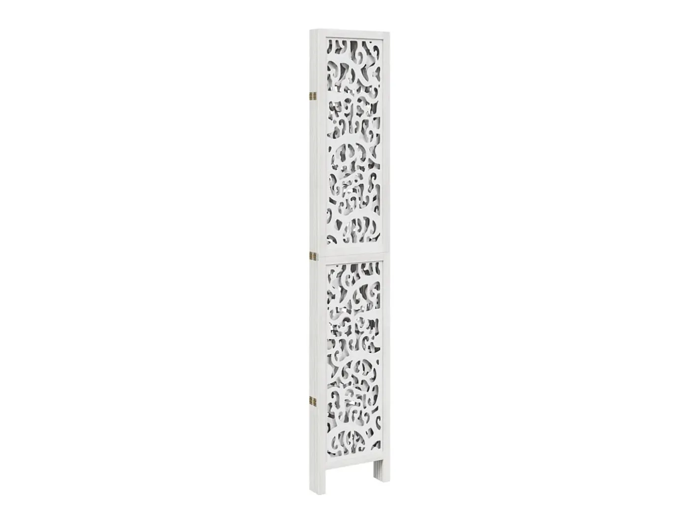 Biombo separador de 5 paneles madera maciza Paulownia ES939340 Blanco Online
