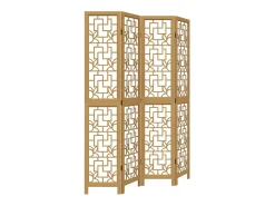 Discount Biombo separador de 4 paneles madera maciza paulownia marrón ES744021 Marru00f3n