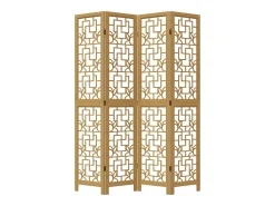 Discount Biombo separador de 4 paneles madera maciza paulownia marrón ES744021 Marru00f3n