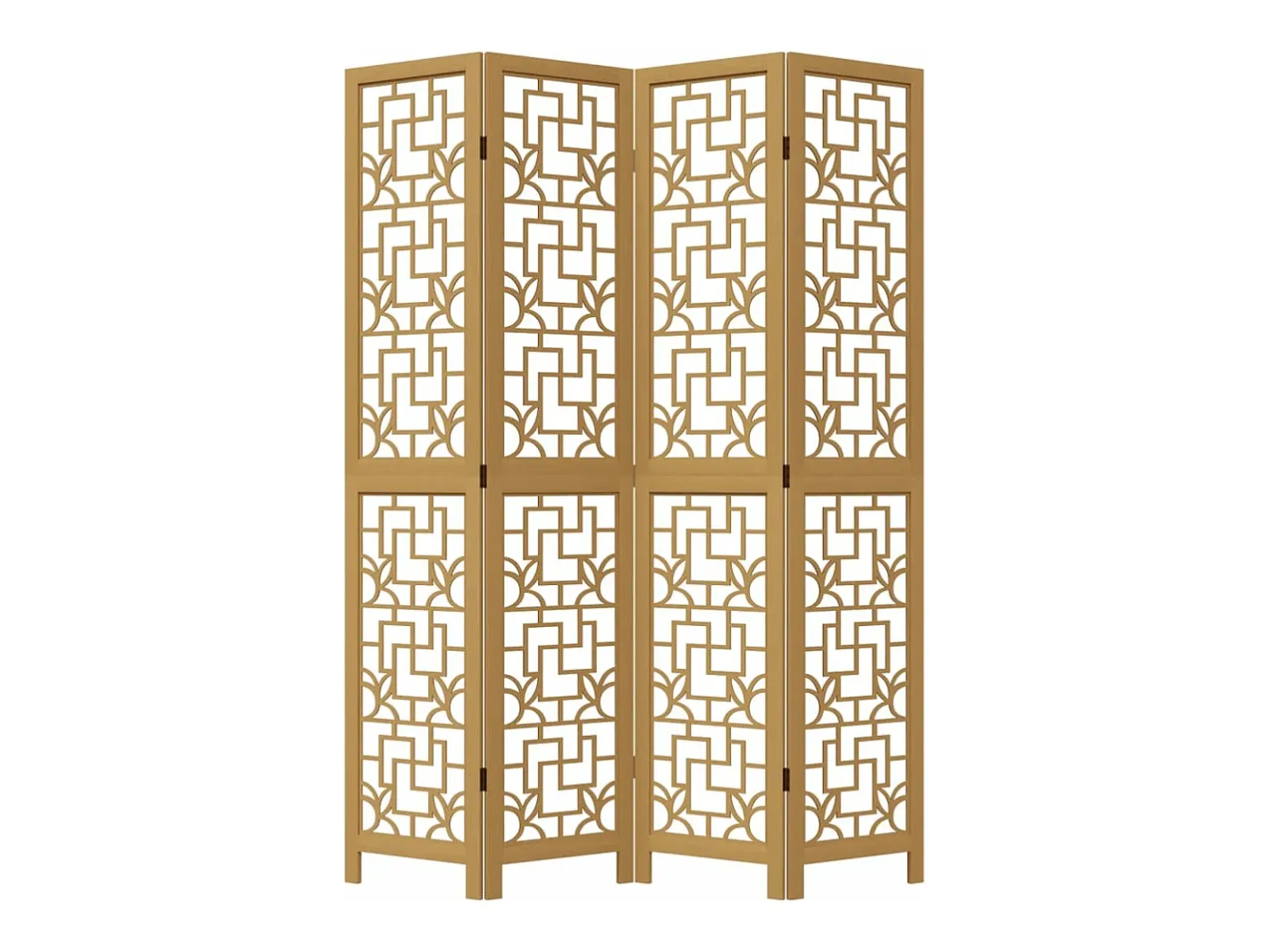 Discount Biombo separador de 4 paneles madera maciza paulownia marrón ES744021 Marru00f3n