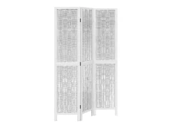 Discount Biombo separador de 3 paneles madera maciza Paulownia ES107386 Blanco
