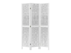 Discount Biombo separador de 3 paneles madera maciza Paulownia ES107386 Blanco