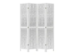 Best Biombo separador de 4 paneles madera maciza Paulownia ES883206 Blanco