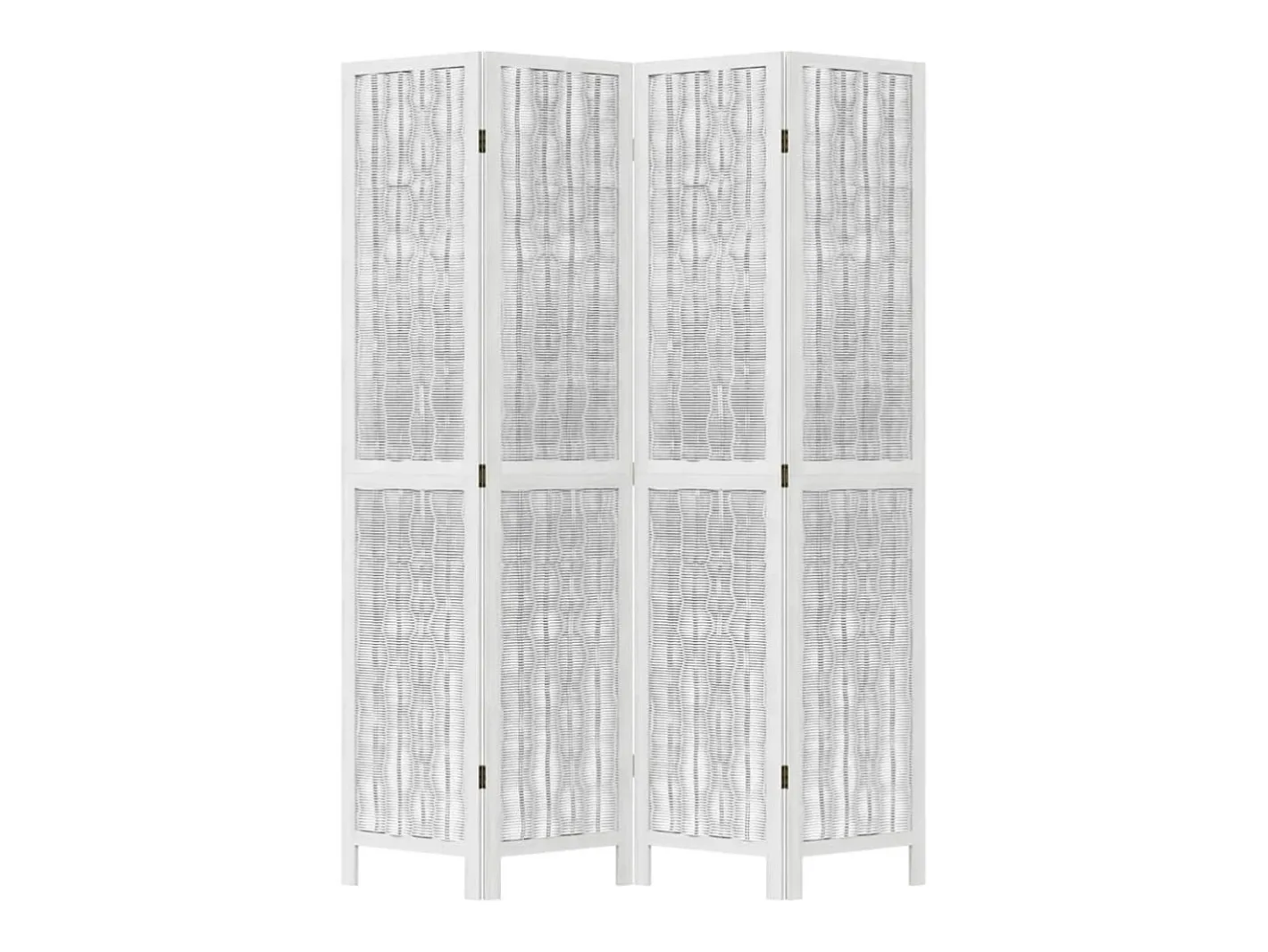 Best Biombo separador de 4 paneles madera maciza Paulownia ES883206 Blanco