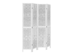 Best Biombo separador de 4 paneles madera maciza Paulownia ES883206 Blanco