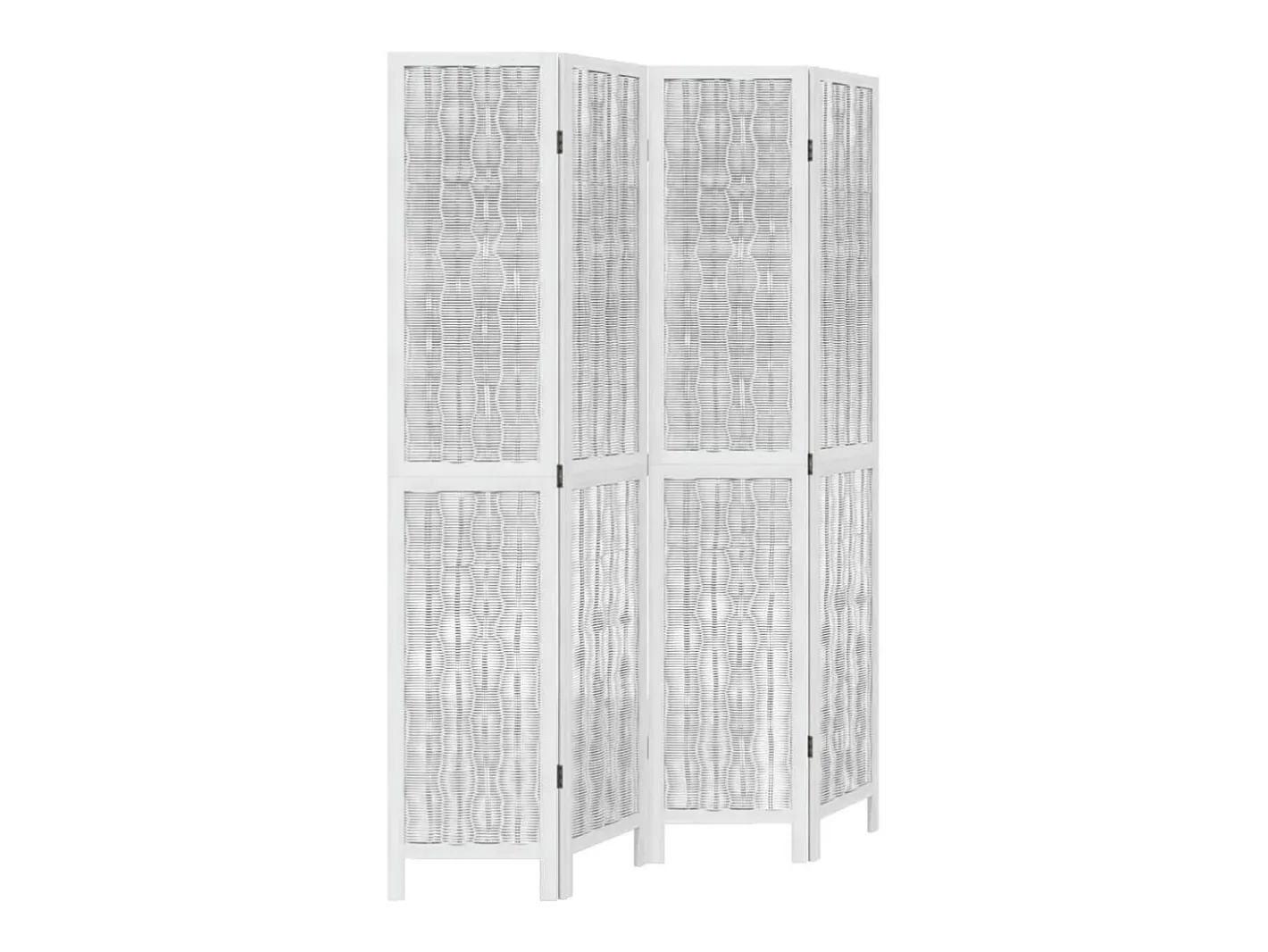 Best Biombo separador de 4 paneles madera maciza Paulownia ES883206 Blanco