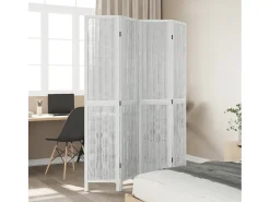 Best Biombo separador de 4 paneles madera maciza Paulownia ES883206 Blanco