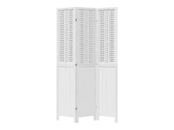 Biombo-Biombo separador de 3 paneles madera maciza Paulownia ES977445 Blanco