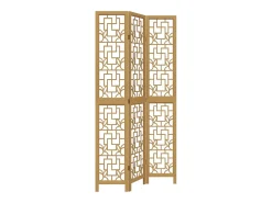 Biombo-Biombo separador de 3 paneles madera maciza paulownia marrón ES382280 Marru00f3n