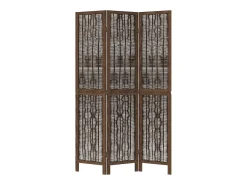Biombo-Biombo separador de 3 paneles madera paulownia marrón oscuro ES619355 Marru00f3n