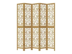 Discount Biombo separador de 5 paneles madera maciza paulownia marrón ES827340 Marru00f3n