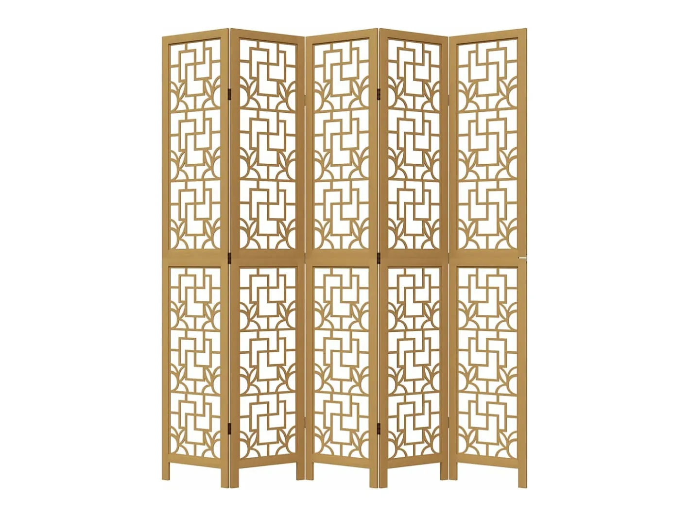 Discount Biombo separador de 5 paneles madera maciza paulownia marrón ES827340 Marru00f3n