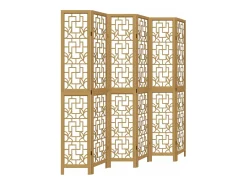 Best Biombo separador de 6 paneles madera maciza paulownia marrón ES718804 Marru00f3n