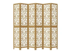Best Biombo separador de 6 paneles madera maciza paulownia marrón ES718804 Marru00f3n