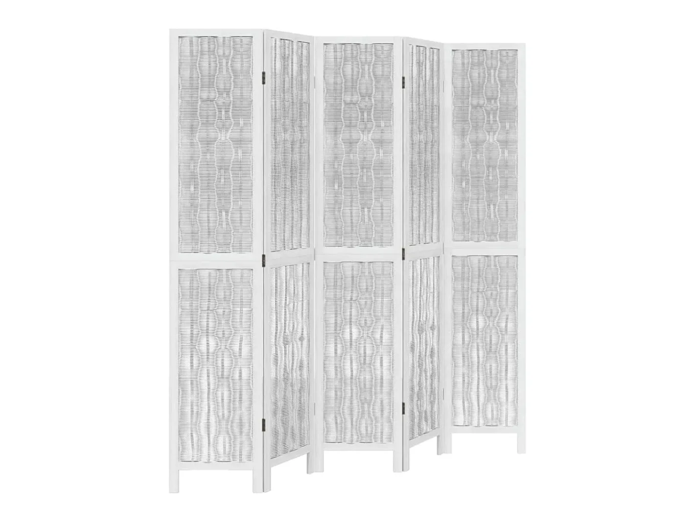 Biombo separador de 5 paneles madera maciza Paulownia ES217926 Blanco New