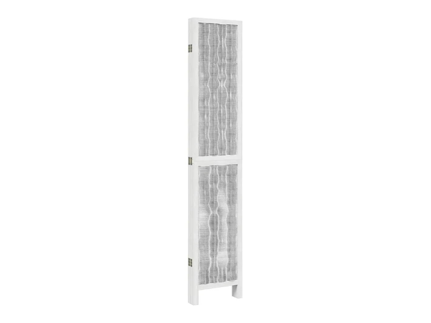 Biombo separador de 5 paneles madera maciza Paulownia ES217926 Blanco New