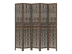 Sale Biombo separador de 5 paneles madera paulownia marrón oscuro ES622379 Marru00f3n