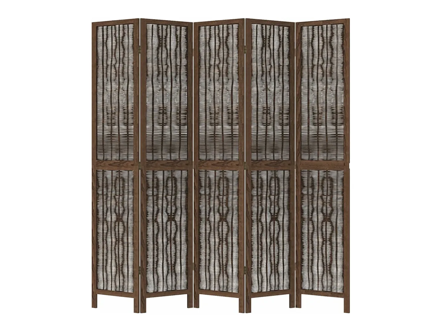 Sale Biombo separador de 5 paneles madera paulownia marrón oscuro ES622379 Marru00f3n
