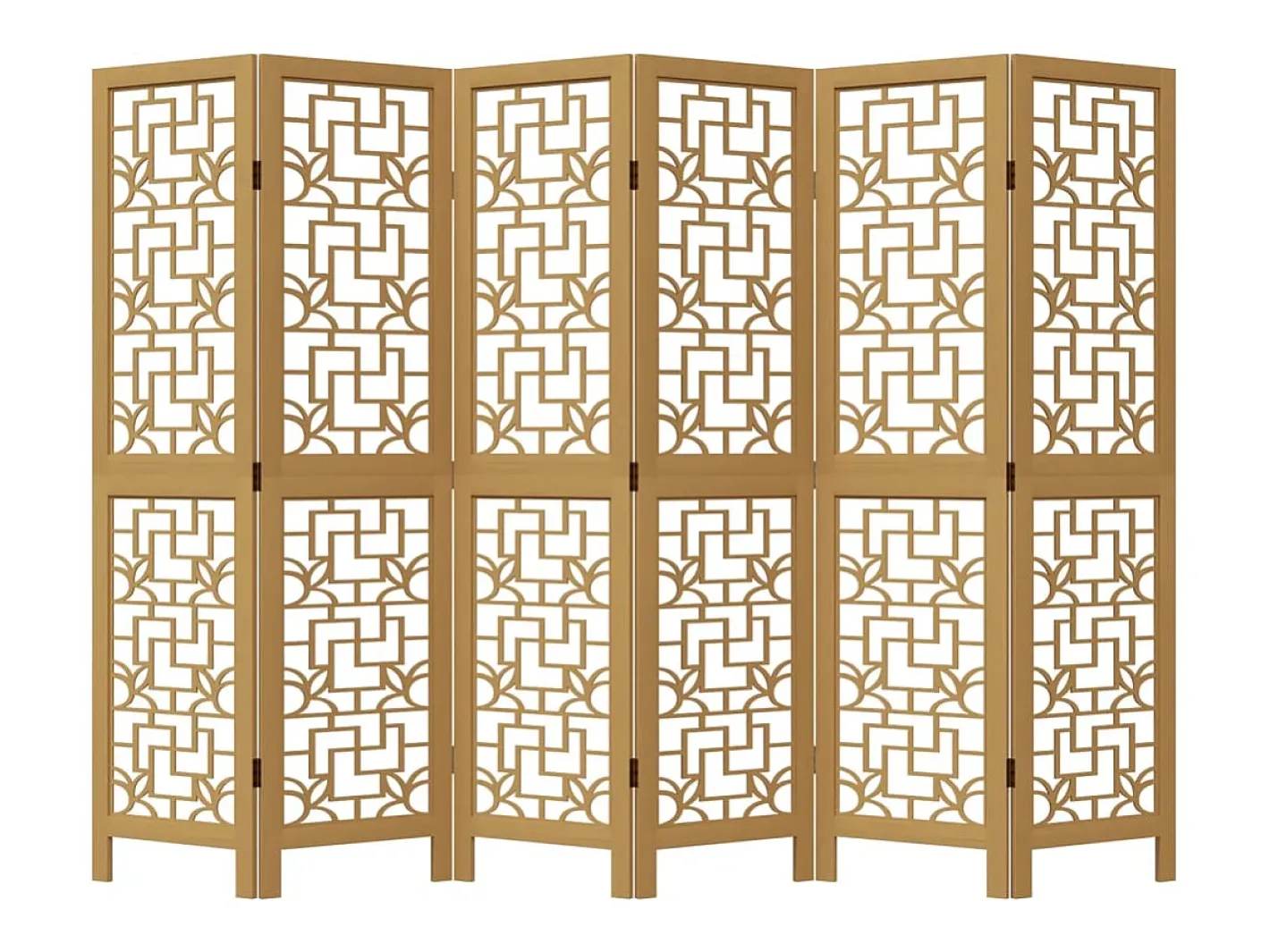 Biombo-Biombo separador de 6 paneles madera maciza paulownia marrón ES571856 Marru00f3n