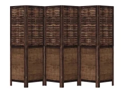 Biombo separador de 6 paneles madera paulownia marrón oscuro ES711556 Marru00f3n Outlet