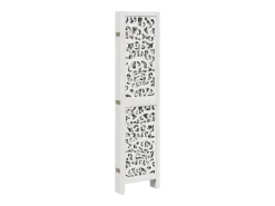 Biombo-Biombo separador de 6 paneles madera maciza Paulownia ES107247 Blanco