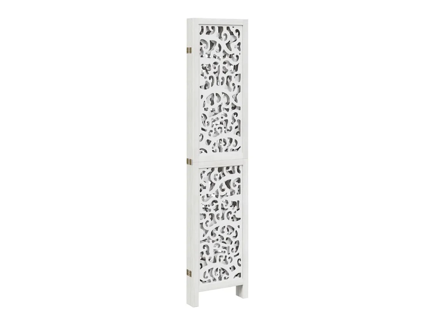 Biombo-Biombo separador de 5 paneles madera maciza Paulownia ES821647 Blanco