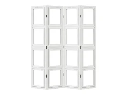 Clearance Biombo separador de 4 paneles madera maciza Paulownia ES251185 Blanco