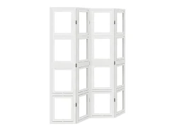 Clearance Biombo separador de 4 paneles madera maciza Paulownia ES251185 Blanco