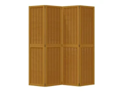Biombo separador de 4 paneles madera maciza paulownia marrón ES959267 Marru00f3n Discount