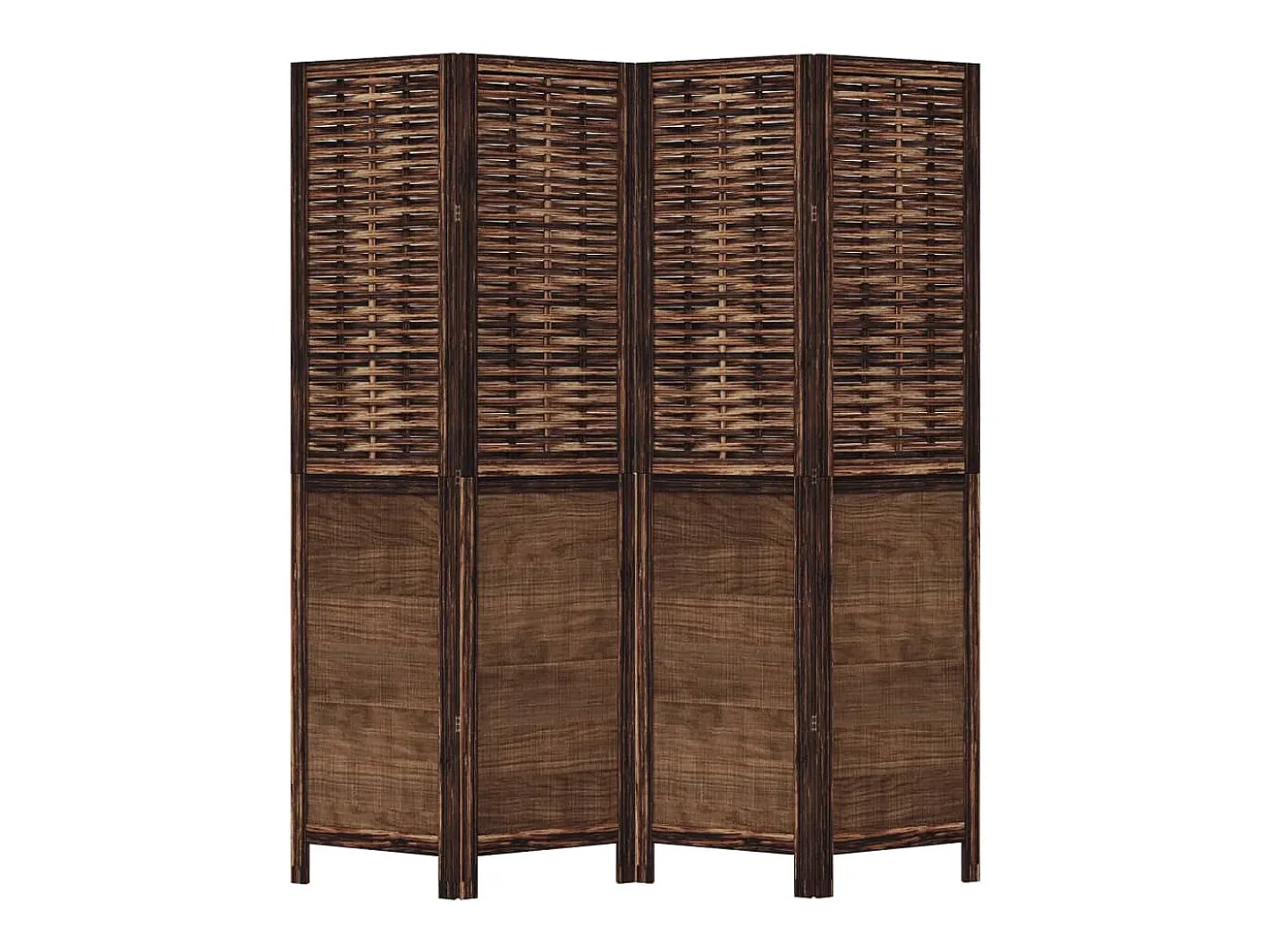 Biombo-Biombo separador de 4 paneles madera paulownia marrón oscuro ES852008 Marru00f3n