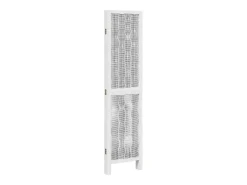 Biombo-Biombo separador de 4 paneles madera maciza Paulownia ES843465 Blanco