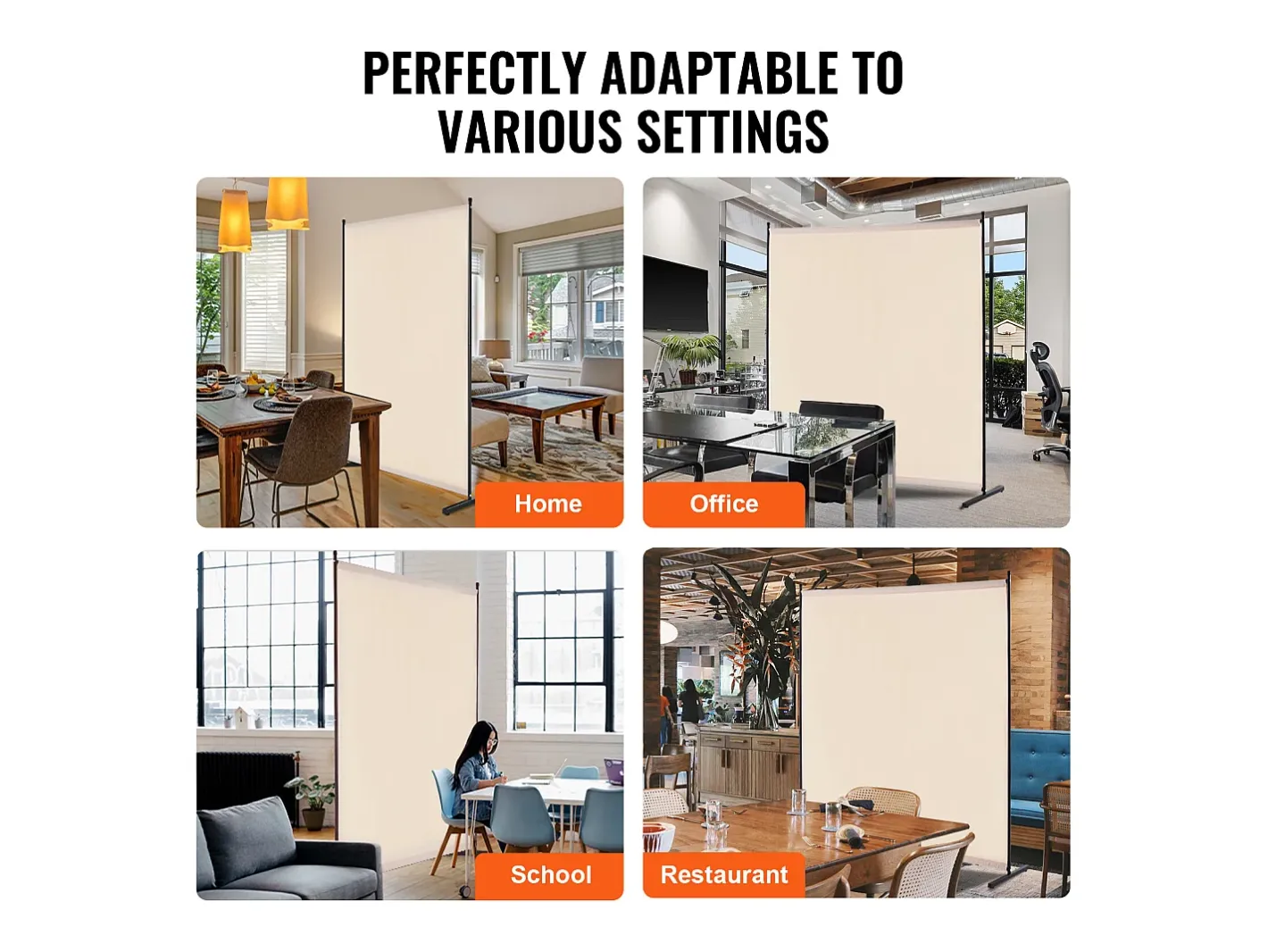 Biombo Separador SucceBuy 6 Pies, Panel Simple De Tela Para Oficina, Dormitorio, Beige New